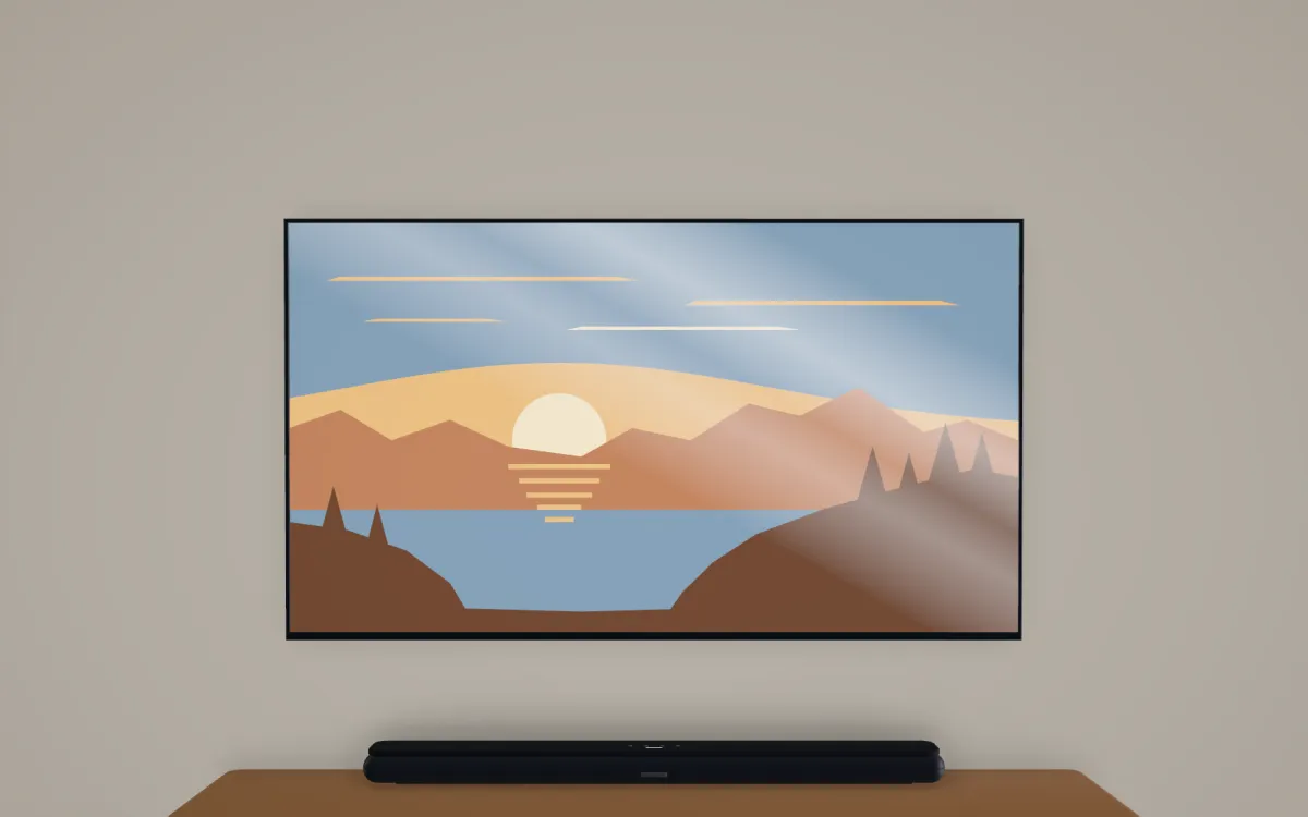 A 65-inch TV seen from a sofa 9 feet away, in the same room as its 75-inch comparison.