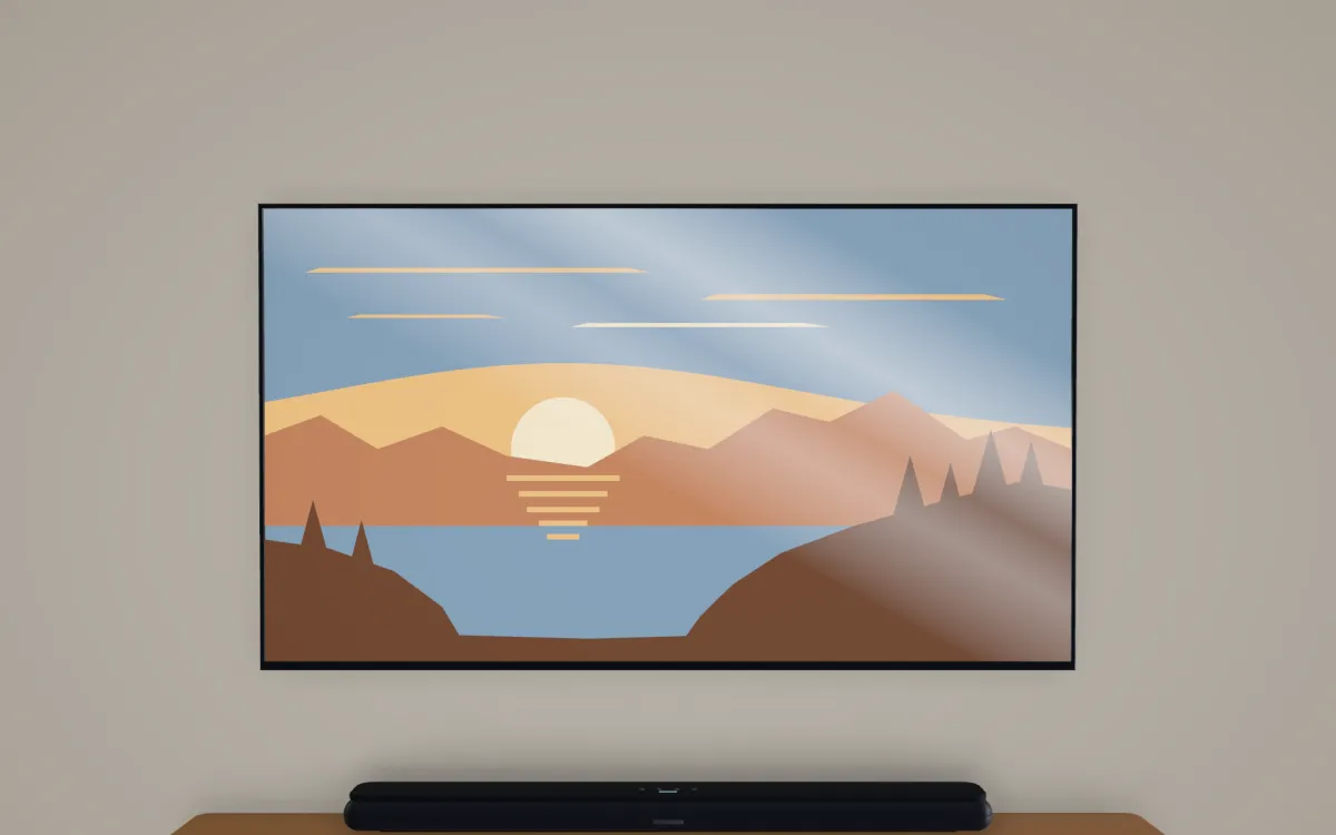 The view of a 65-inch TV from the sofa, about 7.5 feet away.